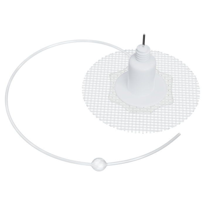Skin Button Catheters, Tether connectors and caps